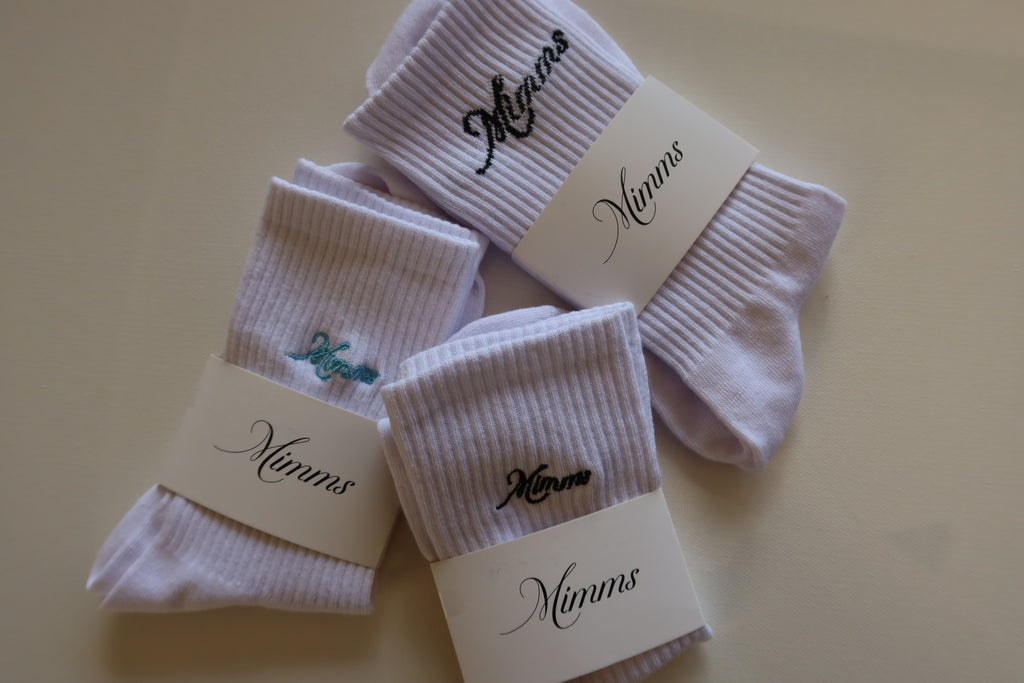 Crew Socks - Black Embroidery