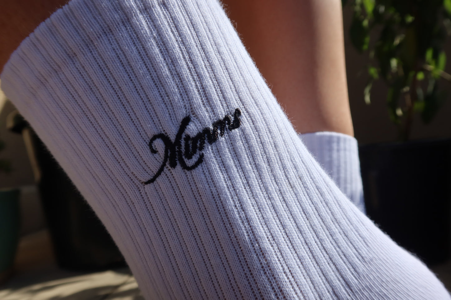 Crew Socks - Black Embroidery