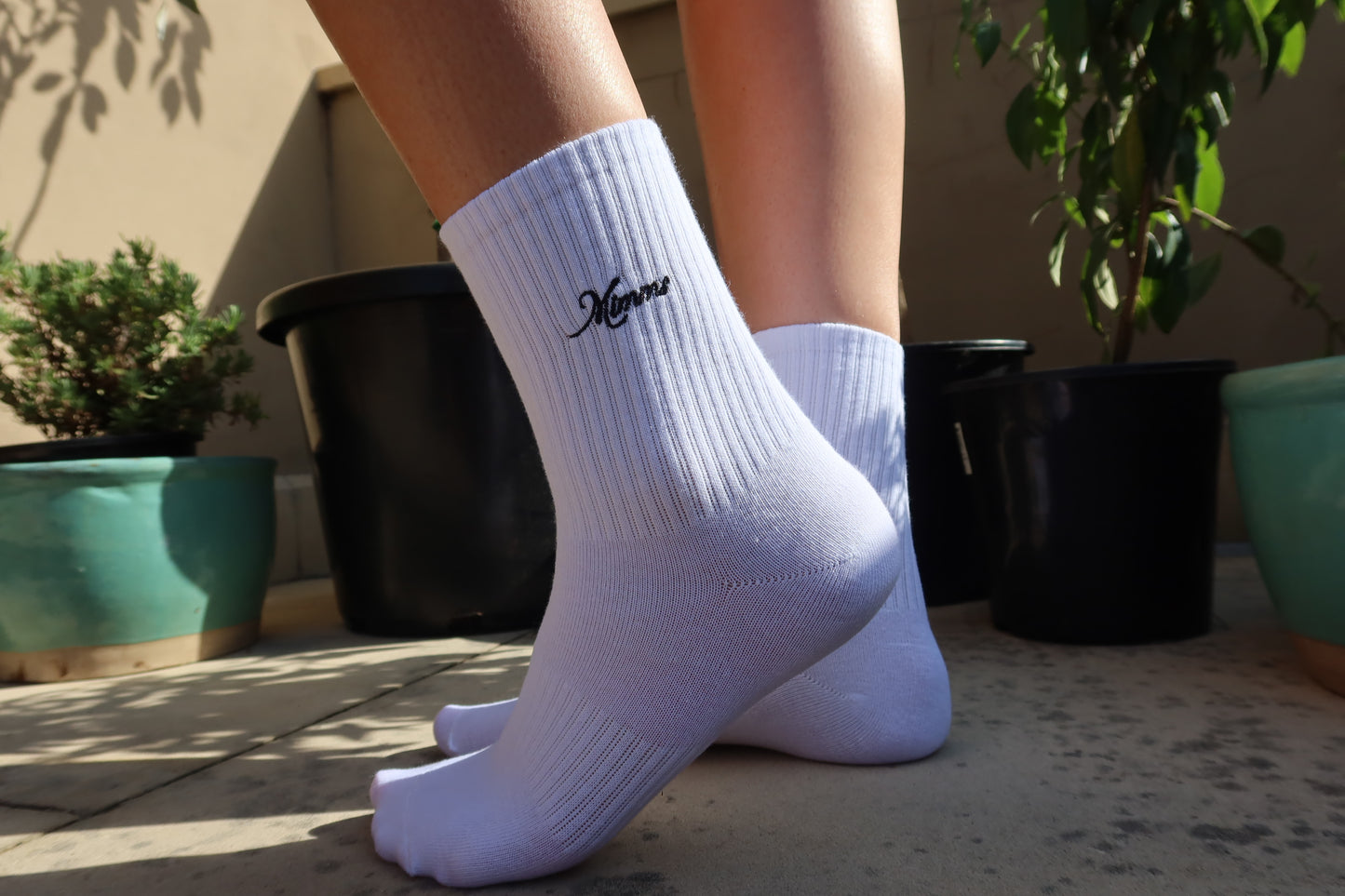 Crew Socks - Black Embroidery