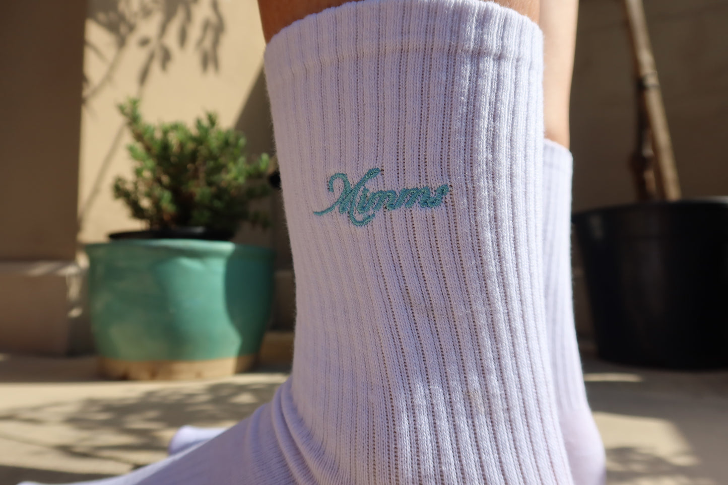 Crew Socks - Blue Embroidery