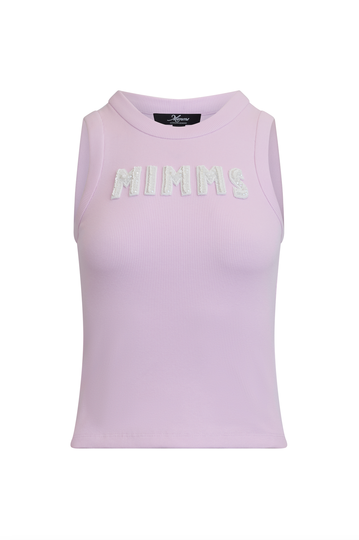 Ripped singlet with embriodered Mimms- Pink